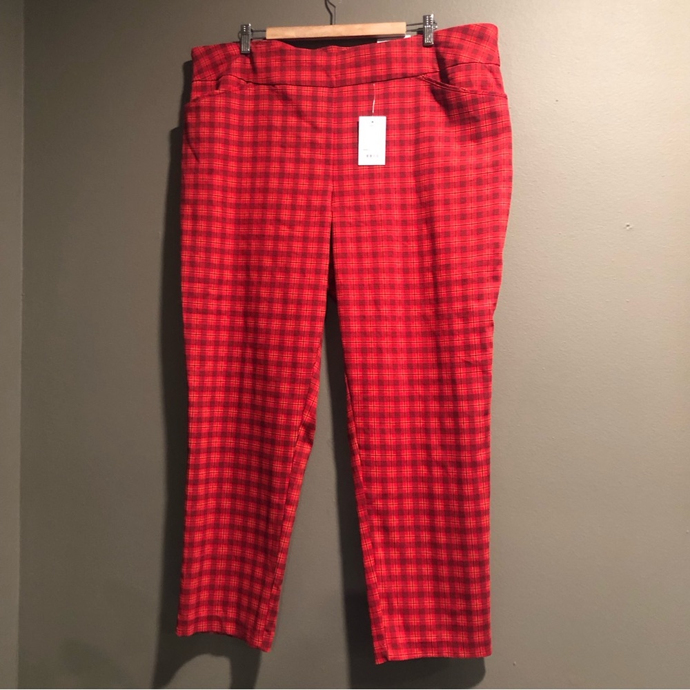 Plaid Stretch Straight Pants 20W Regular